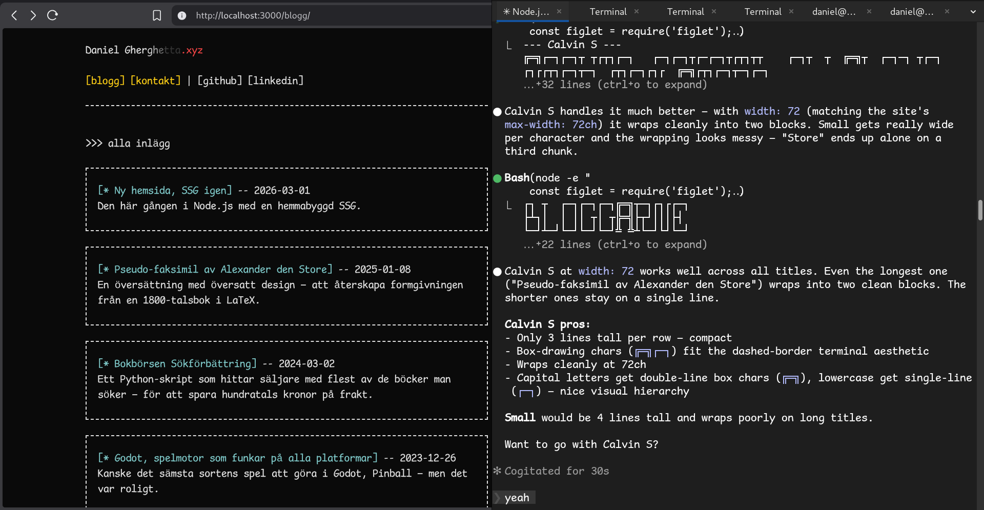 Skärmbild av nya hemsidan